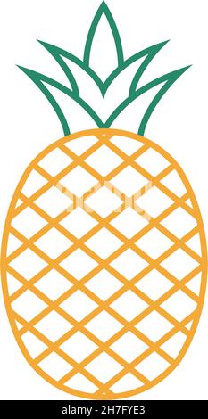 Illustration isolée vectorielle de modèle de dessin de picon de fruits d'ananas Illustration de Vecteur