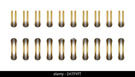 Spirale horizontale dorée pour ordinateur portable et calendrier ouverts.Reliures en spirale or pour feuilles de papier.Définir l'illustration vectorielle isolée sur réaliste Illustration de Vecteur