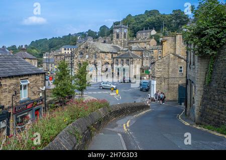 Holmfirth dans le Yorkshire était le cadre du dernier vin de l'été. Banque D'Images