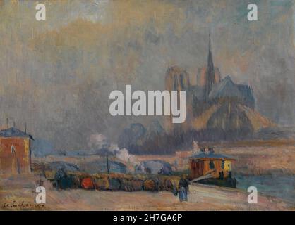 Albert Lebourg - notre Dame de Paris - vue depuis le quai de Tournelle Banque D'Images