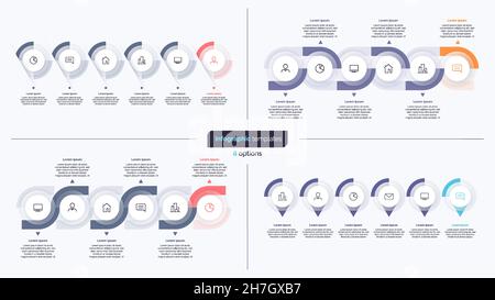 Ensemble de modèles de conception infographique en six étapes.Illustration vectorielle Illustration de Vecteur