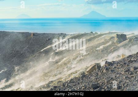 Gran Gratere, Île Vulcano, Iles Eoliennes, Sicile, Italie Banque D'Images