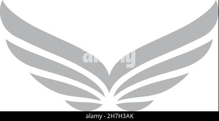 Élégant logo à ailes.Emblème des ailes d'oiseaux argentées Illustration de Vecteur