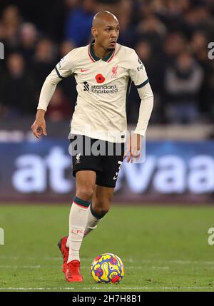 Fabinho de Liverpool - West Ham United v Liverpool, Premier League, London Stadium, Londres, Royaume-Uni - 7 novembre 2021 usage éditorial uniquement - des restrictions DataCo s'appliquent Banque D'Images