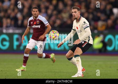 Jordan Henderson of Liverpool - West Ham United v Liverpool, Premier League, London Stadium, Londres, Royaume-Uni - 7 novembre 2021 usage éditorial uniquement - des restrictions DataCo s'appliquent Banque D'Images