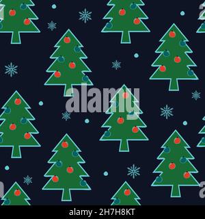 Motif vectoriel sans couture avec arbres de Noël sur fond bleu.Papier peint décoratif d'hiver simple.Textile de saison. Illustration de Vecteur
