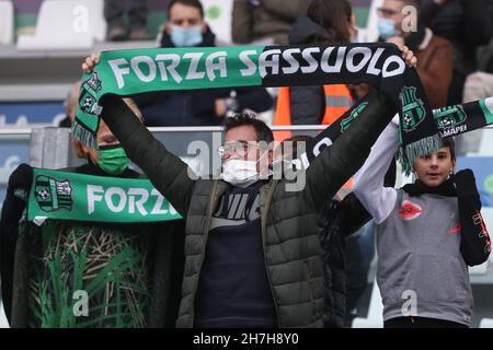 Reggio Emilia, Italie.21 novembre 2021.Sassuolo Calcio Supporters pendant les États-Unis Sassuolo vs Cagliari Calcio, football italien série A match à Reggio Emilia, Italie, novembre 21 2021 crédit: Independent photo Agency/Alamy Live News Banque D'Images