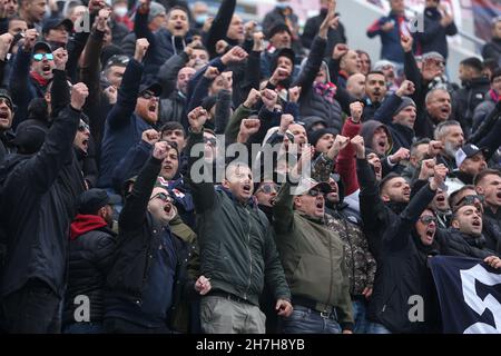 Reggio Emilia, Italie.21 novembre 2021.Cagliari calcio supporters pendant les États-Unis Sassuolo vs Cagliari Calcio, football italien série A match à Reggio Emilia, Italie, novembre 21 2021 crédit: Independent photo Agency/Alamy Live News Banque D'Images