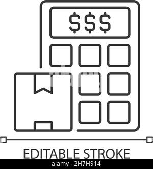 Icône linéaire du calculateur de frais d'expédition Illustration de Vecteur