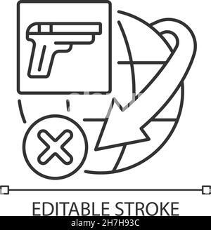 Restriction internationale sur l'expédition d'armes à feu icône linéaire Illustration de Vecteur