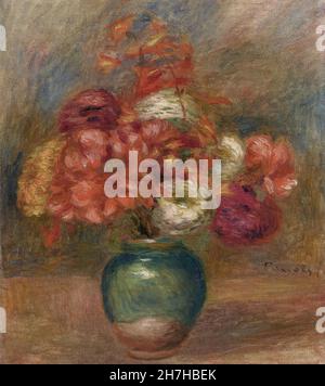 Pierre Auguste Renoir - bouquet de fleurs en vase vert Banque D'Images