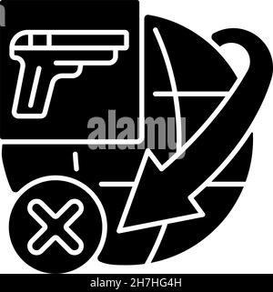 Restriction internationale sur l'expédition d'armes à feu icône de glyphe noir Illustration de Vecteur