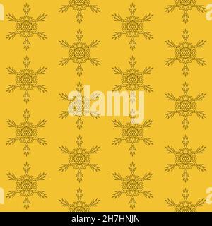 Flocon de neige simple sur fond jaune, motif de noël sans couture pour la décoration et papier cadeau Illustration de Vecteur