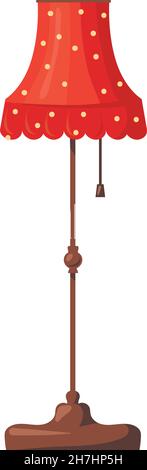 Chambre avec abat-jour.Décoration extérieure, décoration de plancher, lampe à pattes marron, illustration vectorielle isolée sur fond blanc Illustration de Vecteur