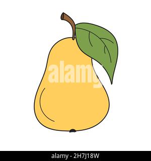 Icône de dessin animé simple.Icône poire.Objet isolé.Logo Pear.Illustration vectorielle sur fond blanc.Peut être utilisé comme carte dans le jeu Illustration de Vecteur