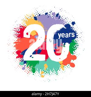 numéros du 20e anniversaire.20 ans.Jusqu'à 20 % de réduction sur le concept de logotype.Modèle de conception graphique abstrait isolé.Goutte lumineuse créative, 2 et 0 chiffres Illustration de Vecteur