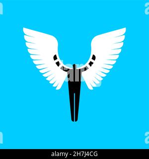 Signe Icarus.Homme avec logo d'ailes.Symbole Ange Illustration de Vecteur