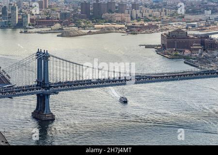 Vue aérienne de Manhattan Bridge, New York City, États-Unis Banque D'Images