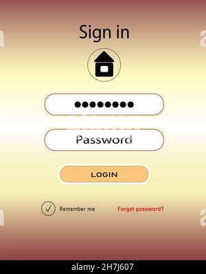 Conception de l'interface de membre de connexion, applications de page ou mobiles, élément Web de connexion. Banque D'Images