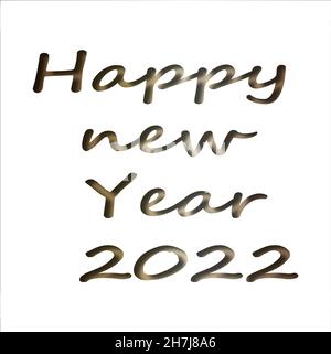 Bonne année 2022 or sur fond blanc, papier coupé.Affiche ou bannière pour les fêtes.Un cadre moderne et joyeux pour la nouvelle année Illustration de Vecteur