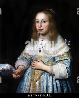 Bartholomeus van der helst.Portrait d'une fille par le peintre hollandais de l'âge d'or, Bartholomeus van der helst (1613 -1670), huile sur toile, 1645 Banque D'Images