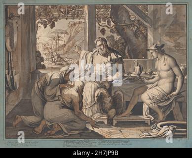 ‰lie-Honoré Montagny (1782-1864) - Jupiter et Mercure se dévoilent à Philemon et Baucis (1809) Banque D'Images