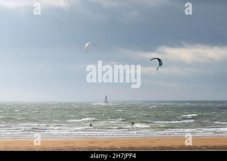 Kite surf à Elie et Earlsferry, East Neuk, Fife, Écosse Banque D'Images