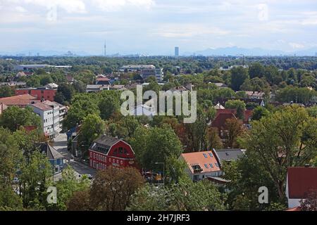 Vue sur Dachau depuis le château, Dachau, haute-Bavière, Bavière, Allemagne Banque D'Images