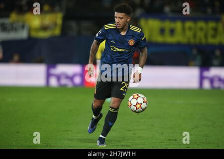 Villarreal, Espagne.23 novembre 2021 ; Estadio la Ceramica, Vila Real, Espagne ; Ligue des champions de l'UEFA,Villarreal CF Manchester United; Jadon Sancho de Manchester United Credit: Action plus Sports Images/Alamy Live News Banque D'Images