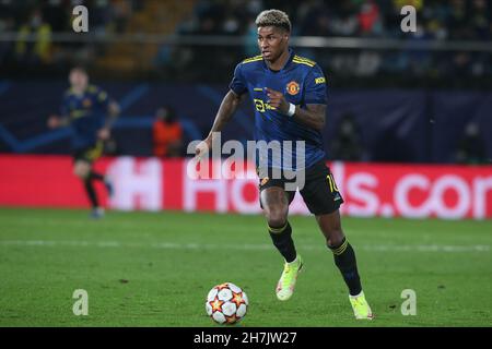 Villarreal, Espagne.23 novembre 2021 ; Estadio la Ceramica, Vila Real, Espagne ; Ligue des champions de l'UEFA,Villarreal CF Manchester United; Marcus Rashford de Manchester United Credit: Action plus Sports Images/Alamy Live News Banque D'Images