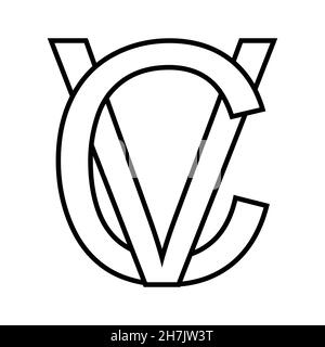 Logo VC cv, icône signe lettres entrelacées c v Illustration de Vecteur