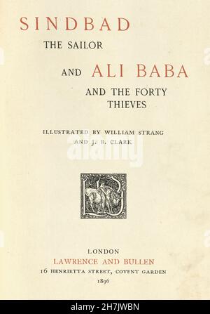 Page de titre de Sinbad le Sailor et Ali Baba et les quarante Thieves. Banque D'Images