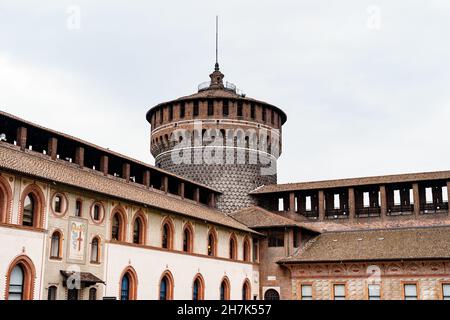 Murs intérieurs du château Castello Sforzesco.Milan, Italie Banque D'Images