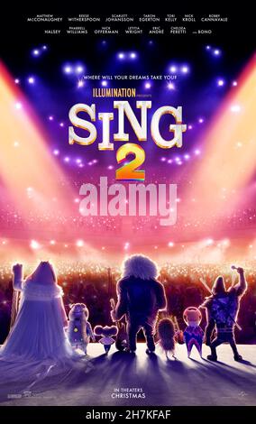 DATE DE SORTIE: Décembre 22, 2021 TITRE: Sing 2 STUDIO: Universal Pictures DIRECTOR: Garth Jennings PLOT: Buster Moon et ses amis doivent persuader la rock star reclusive Clay Calloway des rejoindre pour l'ouverture d'un nouveau spectacle.AVEC: .(Image de crédit : © Universal Pictures/Entertainment Pictures) Banque D'Images