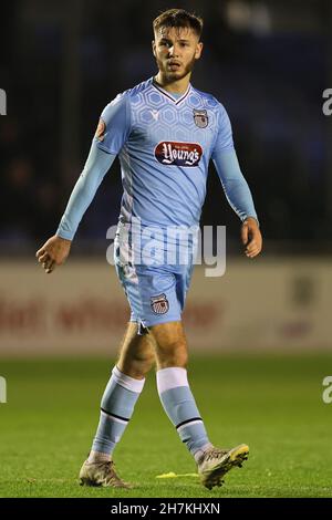 SOLIHULL, ROYAUME-UNI.23 NOVEMBRE.John McAtee de Grimsby Town lors du match de la Vanarama National League entre Solihull Moors et Grimsby Town au SportNation.bet Stadium, Solihull le mardi 23 novembre 2021.(Crédit : James HolyOak/Alay Live News) Banque D'Images