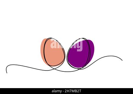 Œufs de Pâques en ligne continue.Illustration vectorielle minimaliste. Illustration de Vecteur