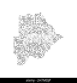 Carte vectorielle abstraite à effet demi-ton noir et blanc en pointillés du Botswana.Illustration vectorielle numérique de la carte de pays à motif pointillé. Illustration de Vecteur