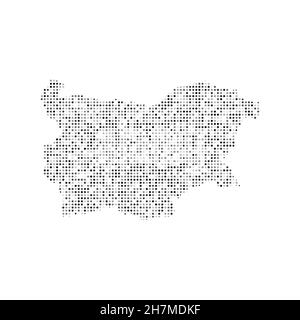 Carte vectorielle des effets de demi-teinte en pointillé noir et blanc abstraite de Bulgarie.Illustration vectorielle numérique de la carte de pays à motif pointillé. Illustration de Vecteur