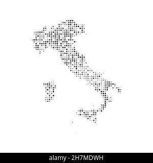 Carte vectorielle des effets de demi-teinte en pointillé noir et blanc de l'Italie.Illustration vectorielle numérique de la carte de pays à motif pointillé. Illustration de Vecteur