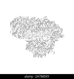 Carte vectorielle des effets de demi-teinte en pointillé noir et blanc abstraite de Lituanie.Illustration vectorielle numérique de la carte de pays à motif pointillé. Illustration de Vecteur