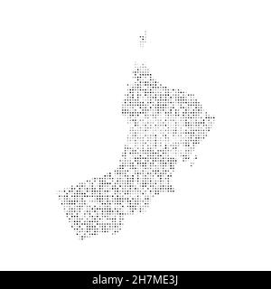 Carte vectorielle des effets de demi-teinte noir et blanc en pointillés abstraits de l'Oman.Illustration vectorielle numérique de la carte de pays à motif pointillé. Illustration de Vecteur