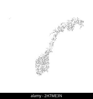 Carte vectorielle des effets de demi-teinte en pointillé noir et blanc abstraite de Norvège.Illustration vectorielle numérique de la carte de pays à motif pointillé. Illustration de Vecteur
