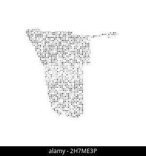 Carte vectorielle des effets de demi-teinte en pointillé noir et blanc abstraite de Namibie.Illustration vectorielle numérique de la carte de pays à motif pointillé. Illustration de Vecteur