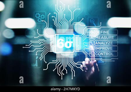 Six sigma DMAIC innovation industrielle technologie contrôle de la qualité concept d'affaires. Banque D'Images