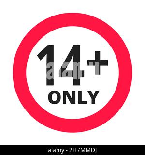 Plus de 14 ans plus l'icône ronde interdite signe illustration vectorielle. Illustration de Vecteur