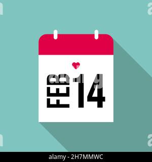 Calendrier de la Saint-Valentin 14 février. Illustration vectorielle Illustration de Vecteur