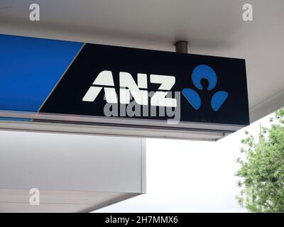AUCKLAND, NOUVELLE-ZÉLANDE - 23 novembre 2021 : vue du tableau des enseignes de la banque ANZ.Auckland, Nouvelle-Zélande - novembre 23 2021 Banque D'Images