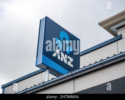 AUCKLAND, NOUVELLE-ZÉLANDE - 23 novembre 2021 : vue du tableau des enseignes de la banque ANZ.Auckland, Nouvelle-Zélande - novembre 23 2021 Banque D'Images