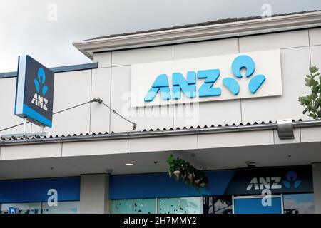 AUCKLAND, NOUVELLE-ZÉLANDE - 23 novembre 2021 : vue du tableau des enseignes de la banque ANZ.Auckland, Nouvelle-Zélande - novembre 23 2021 Banque D'Images