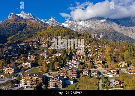 Holiday and Health Resort Ovronnaz dans les Alpes suisses, Valais, Suisse Banque D'Images